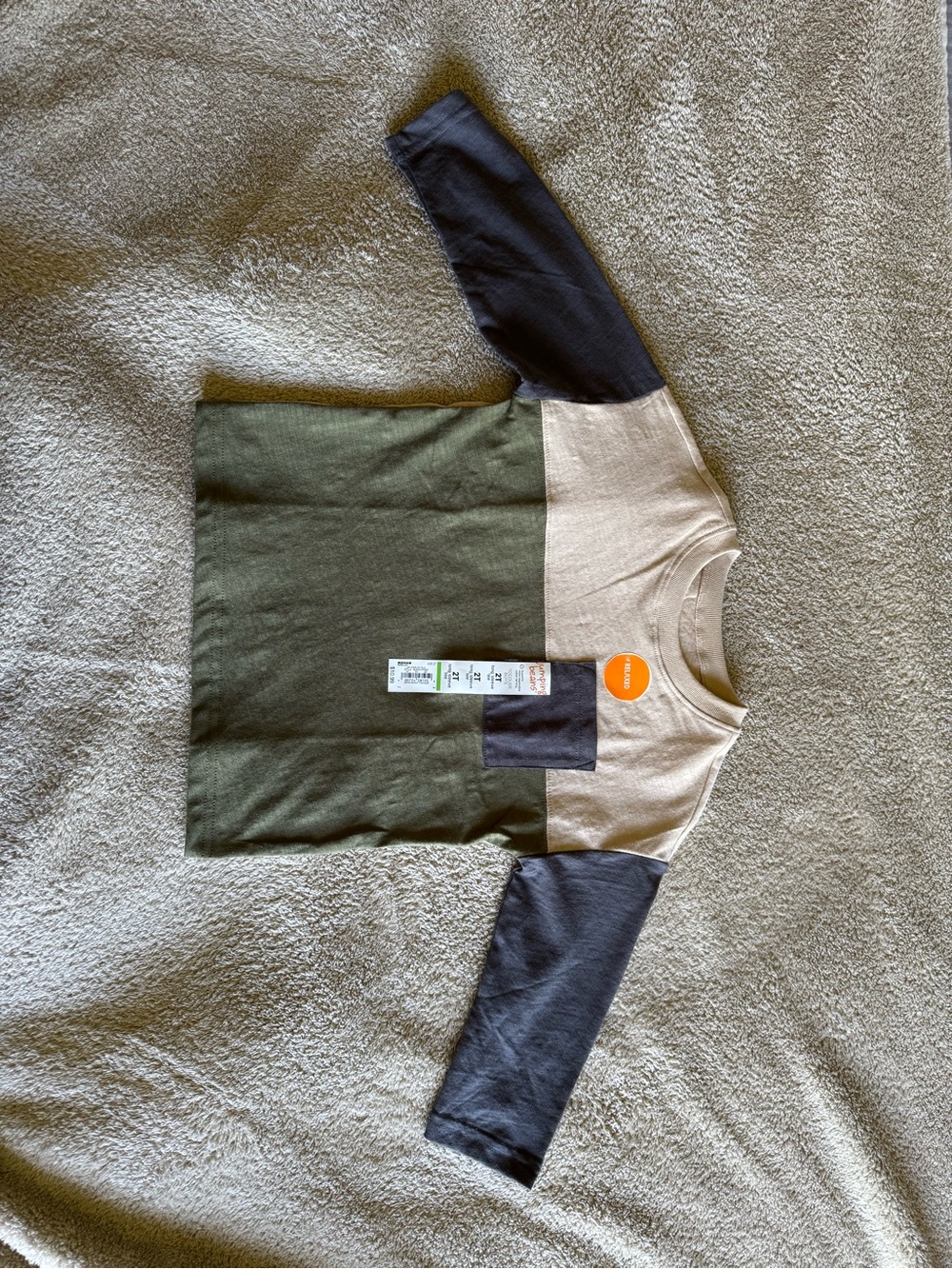 jumping beans Colorblock Long-Sleeve Top in Olive, Cream & Black
